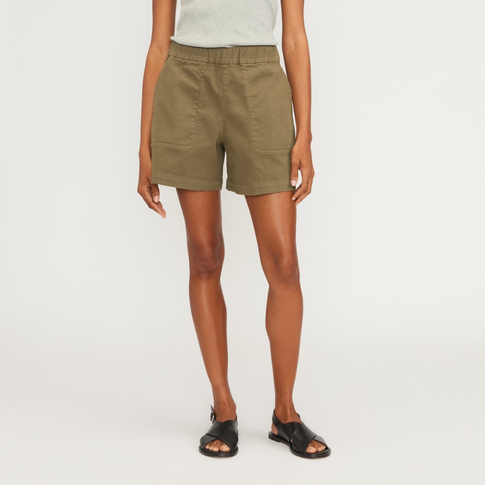 The Organic Pull-On Short in Beech — front view