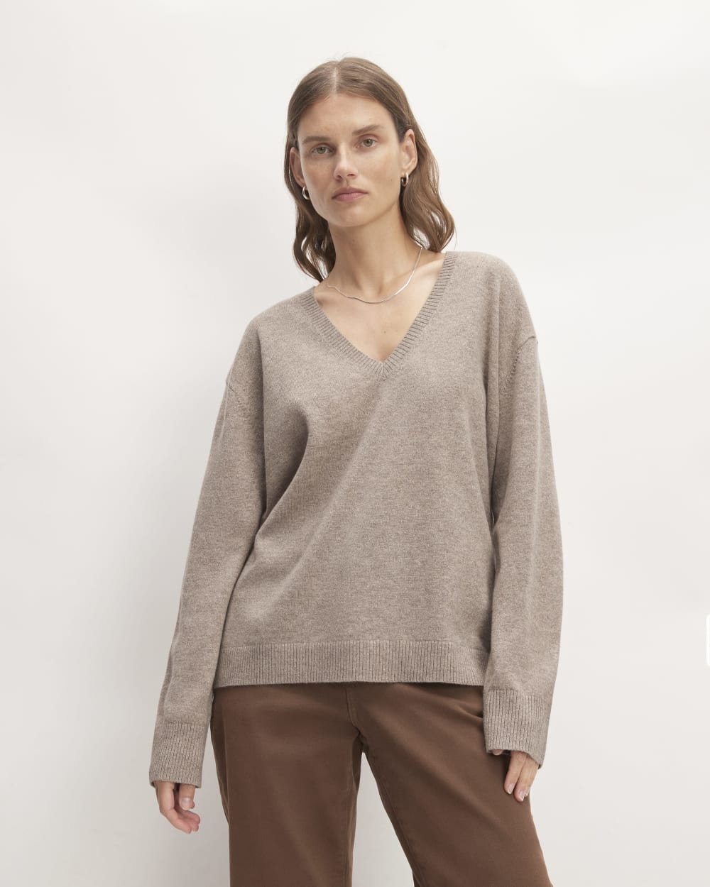 The Classic V in Cashmere in Toasted Sesame — front view