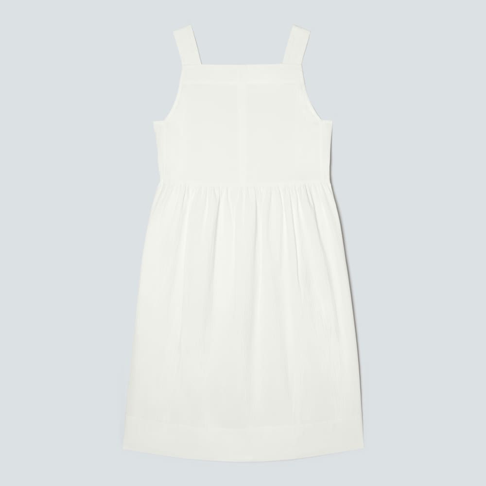 The Seersucker Midi Dress in White — front view