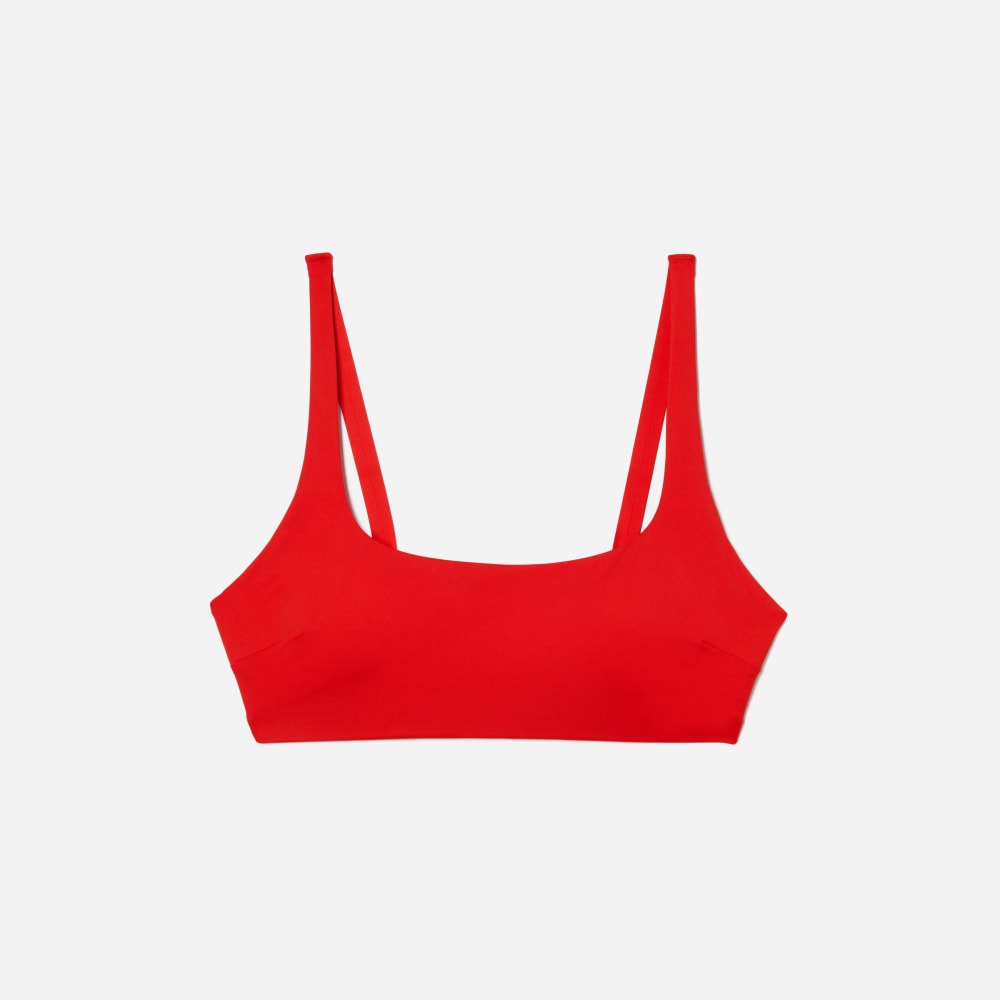 The Square-Neck Bikini Top in Bright Red — front view