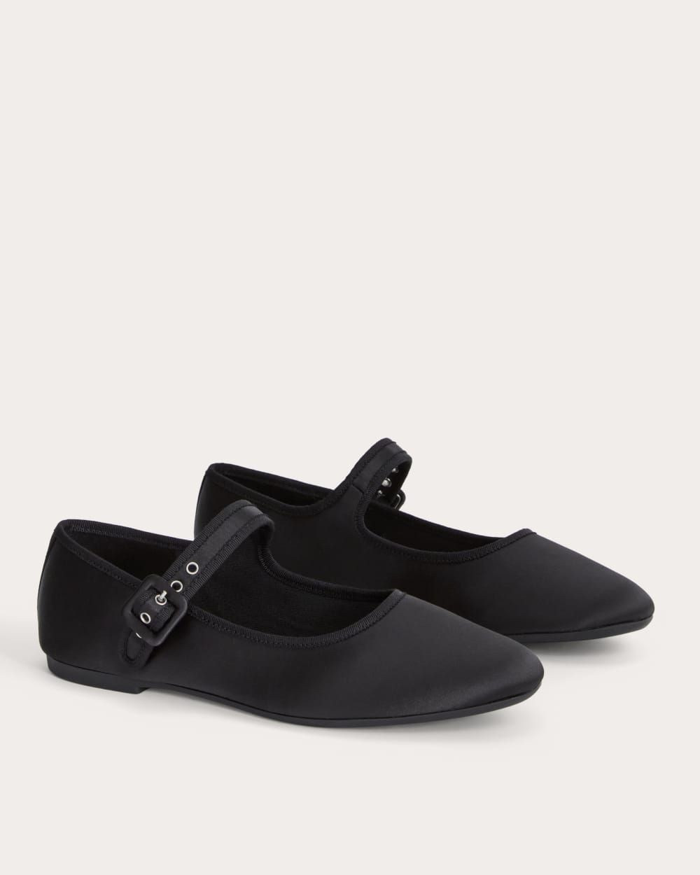 The Day Buckle Mary Jane in Black Satin — detail view