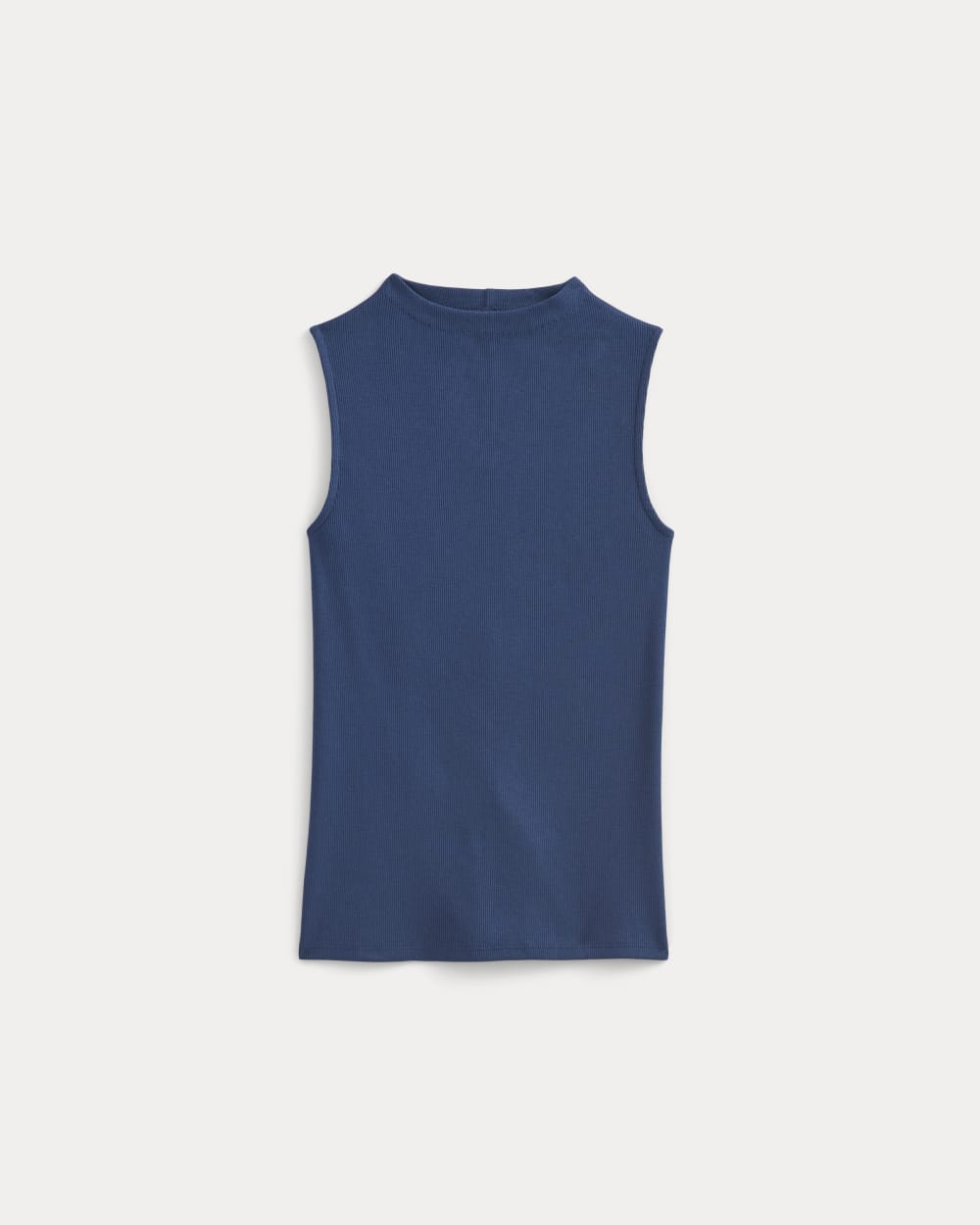 The Luxe Rib Funnel-Neck Tank in Estate Blue — alternate view