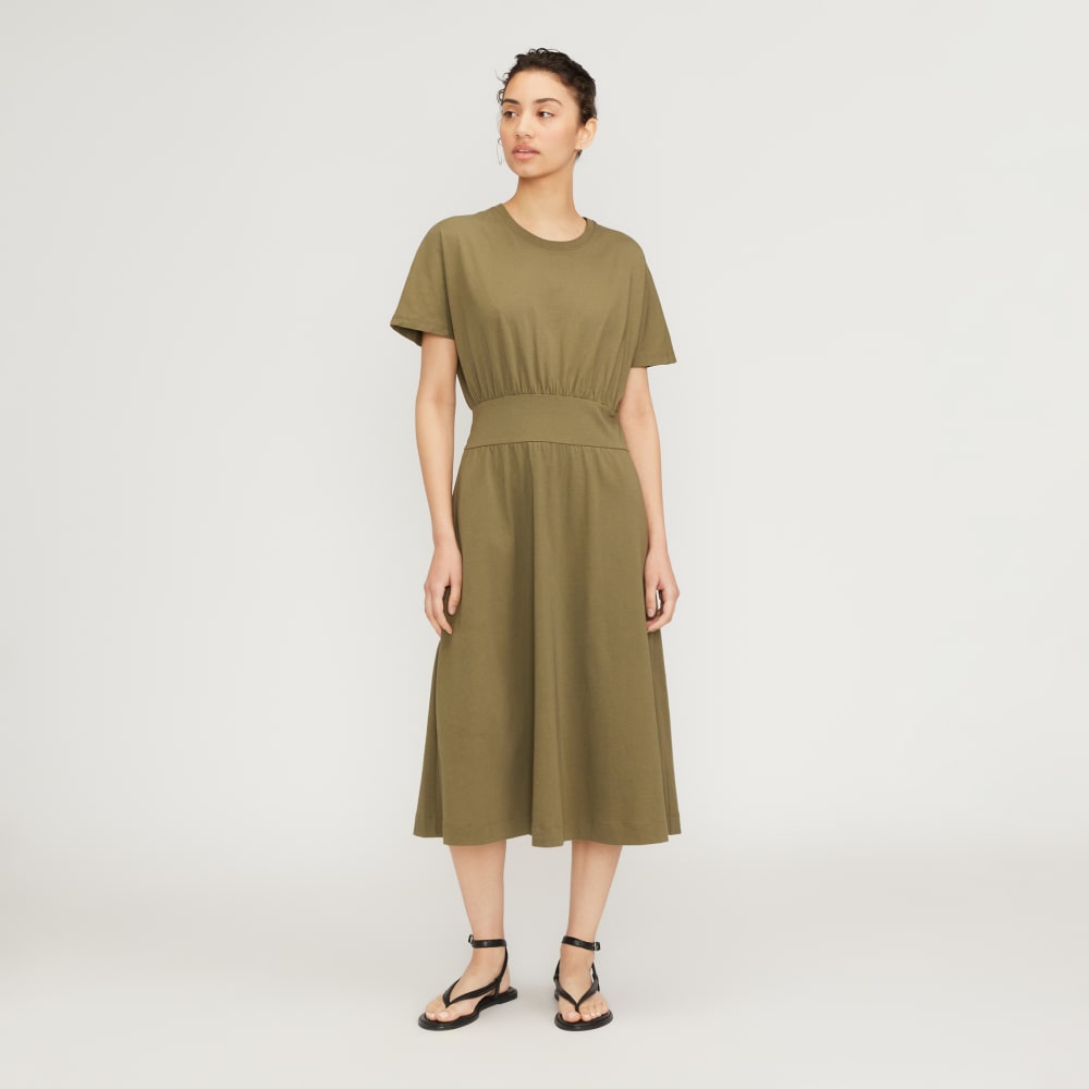 The Organic Cotton Waisted Dress in Kalamata — front view