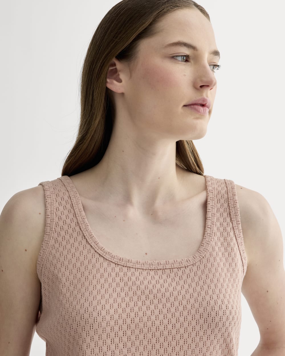 The Pointelle Cami in Rose Smoke — detail view