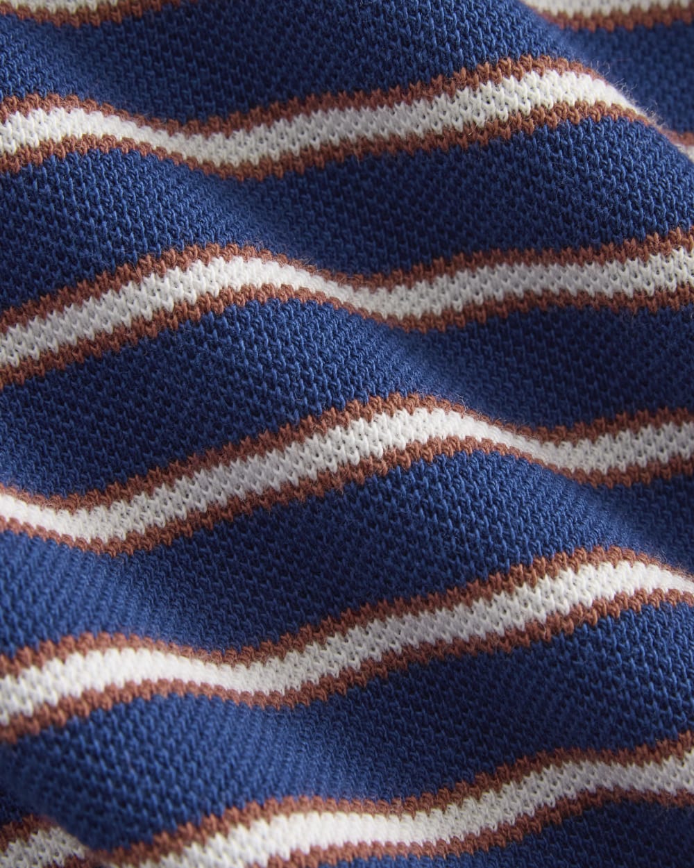 Pique Boxy Polo in Estate Blue/Henna/Gardenia — detail view