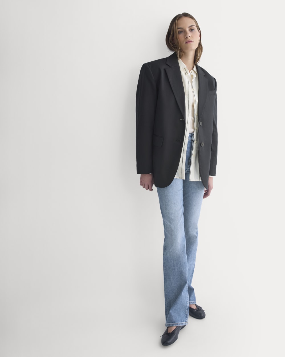 Tailored Drape Blazer in Black — detail view