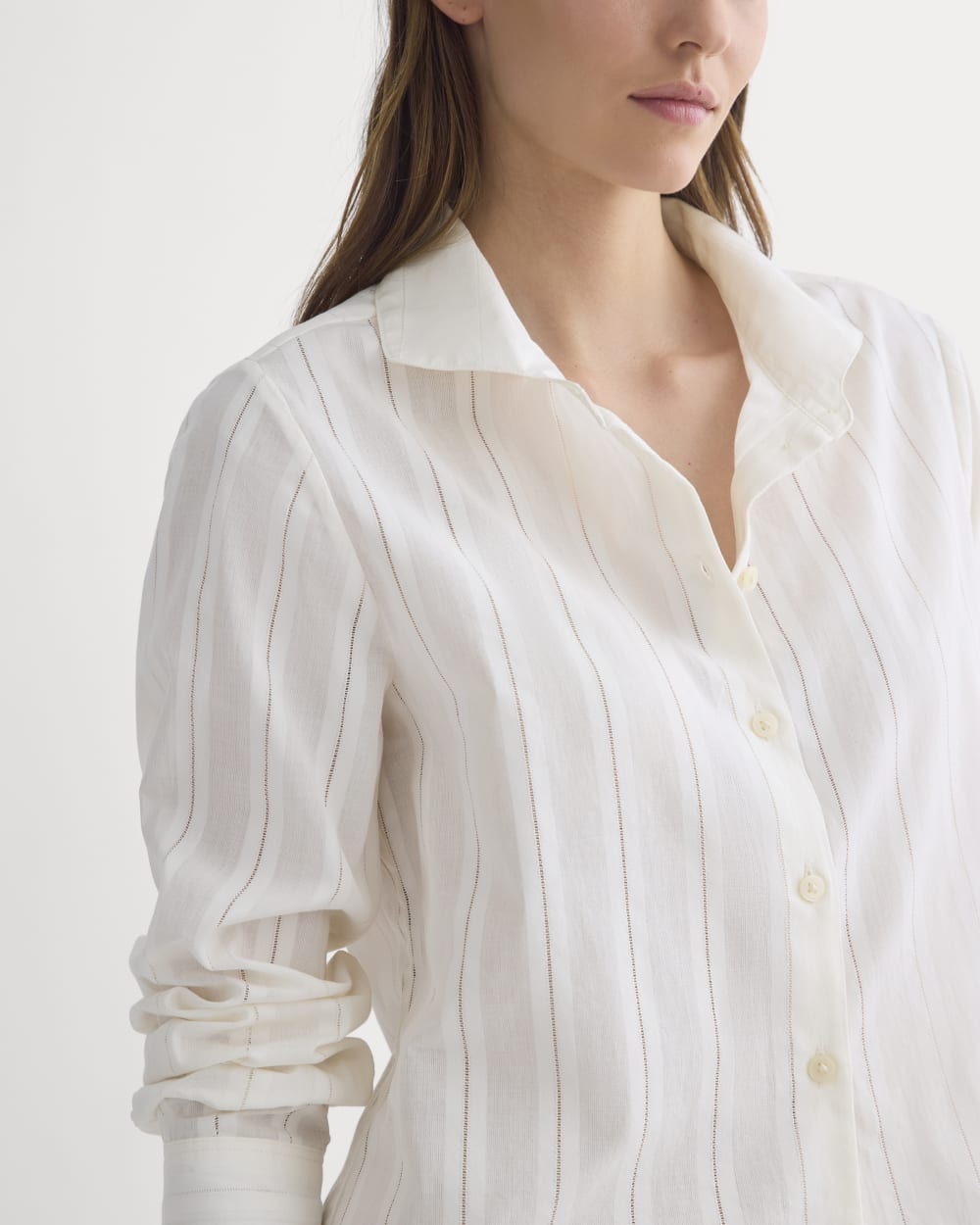 Textured Mini Collar Shirt in Bone — detail view