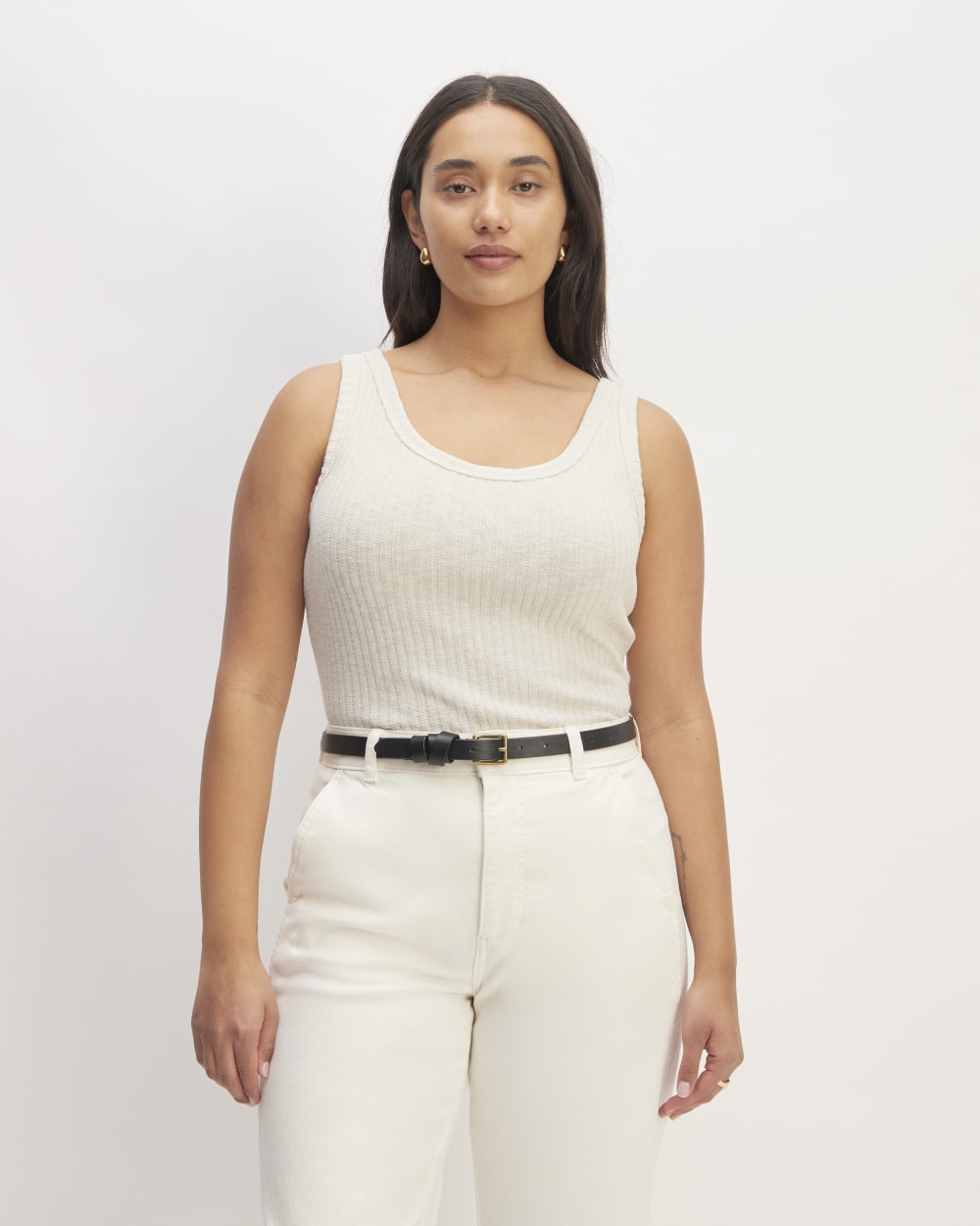 The Cozy Rib Tank in Bone — front view