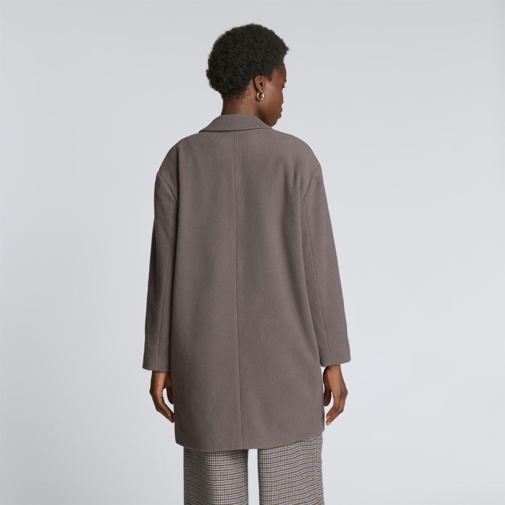The Italian ReWool® Cocoon Coat in Taupe Grey — detail view