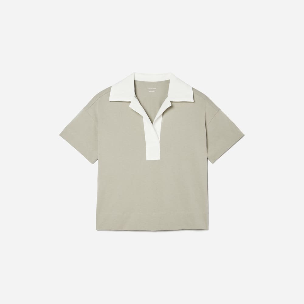 The Retro Jersey Polo in Smoke / Bone — front view