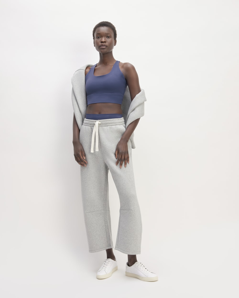 The Perform Longline Bra in Ocean Blue — detail view