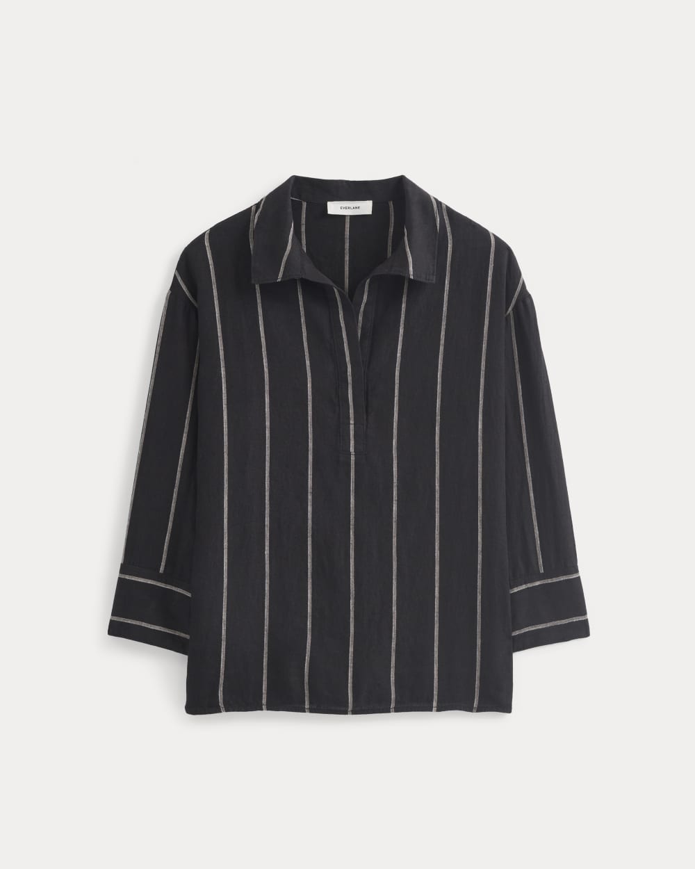 Popover Shirt in Linen in Black — alternate view