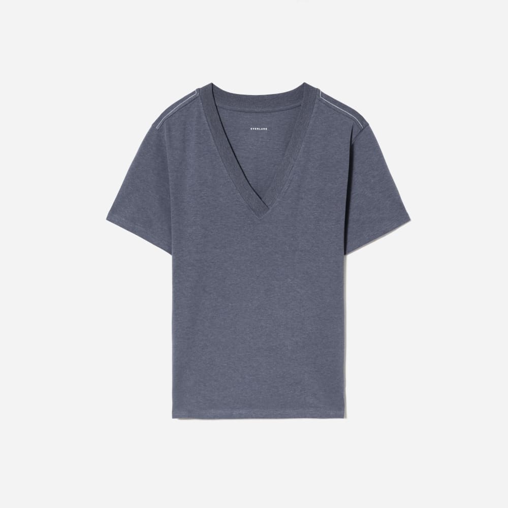 The Vintage V-Neck Hemp Tee in Atlantic — front view