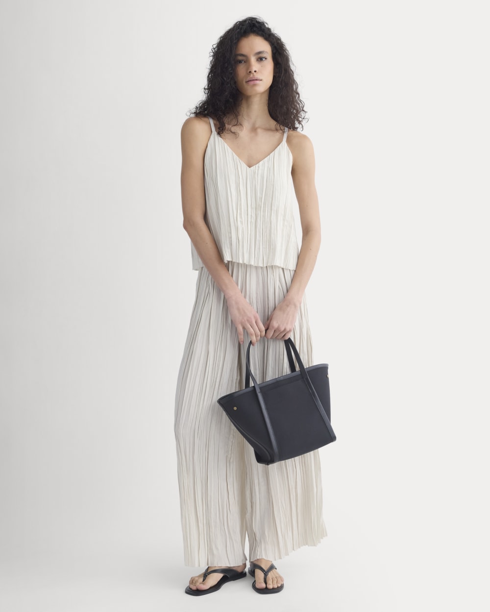 Crinkle Trapeze Tank in Birch — detail view