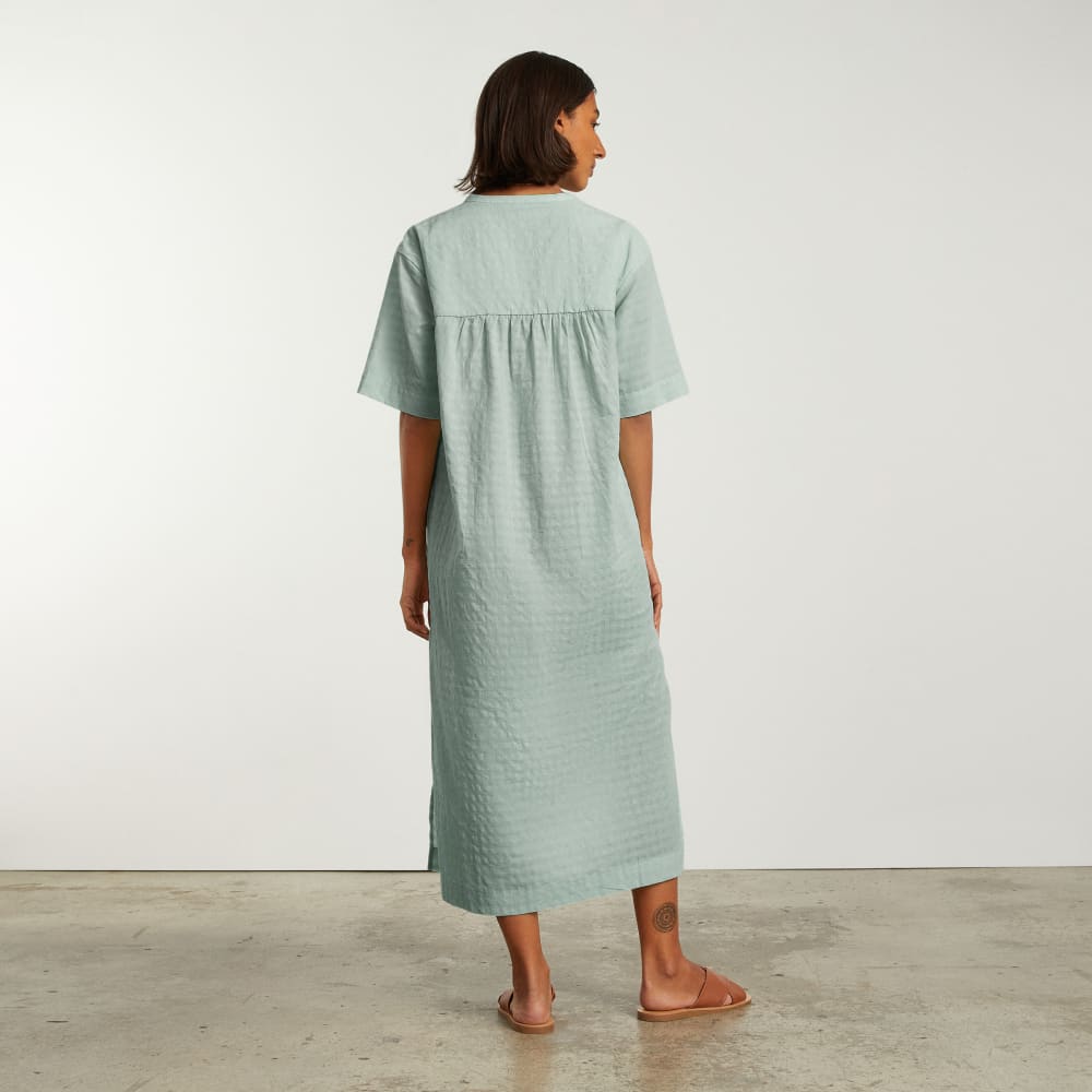 The Caftan Dress in White Sage — detail view