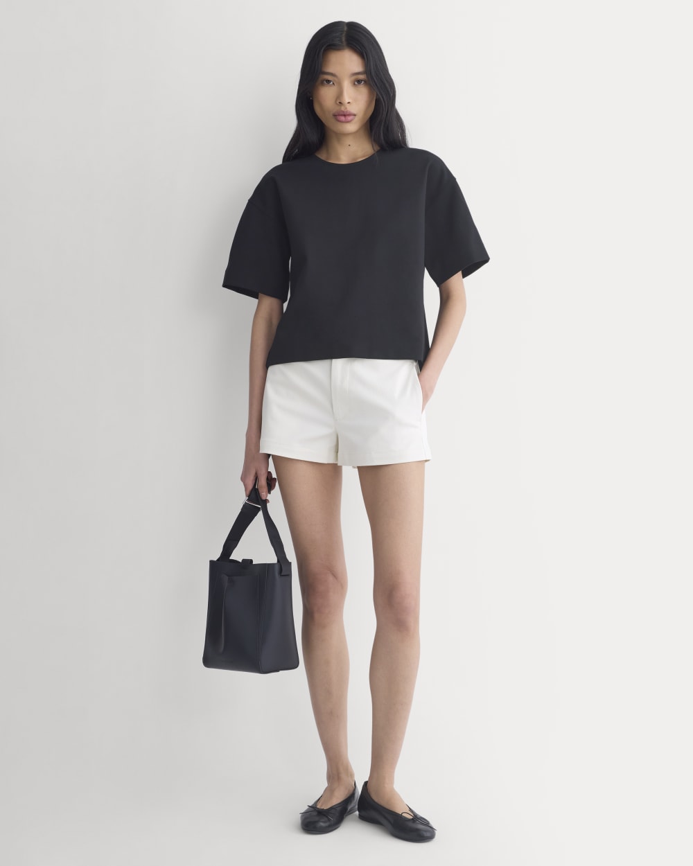 Ponte Oversized Tee in Black — detail view