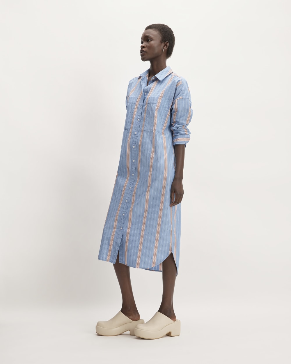 The Midi Cotton Shirt Dress in Parisian Blue / Black / Rusted Red / Bone — alternate view
