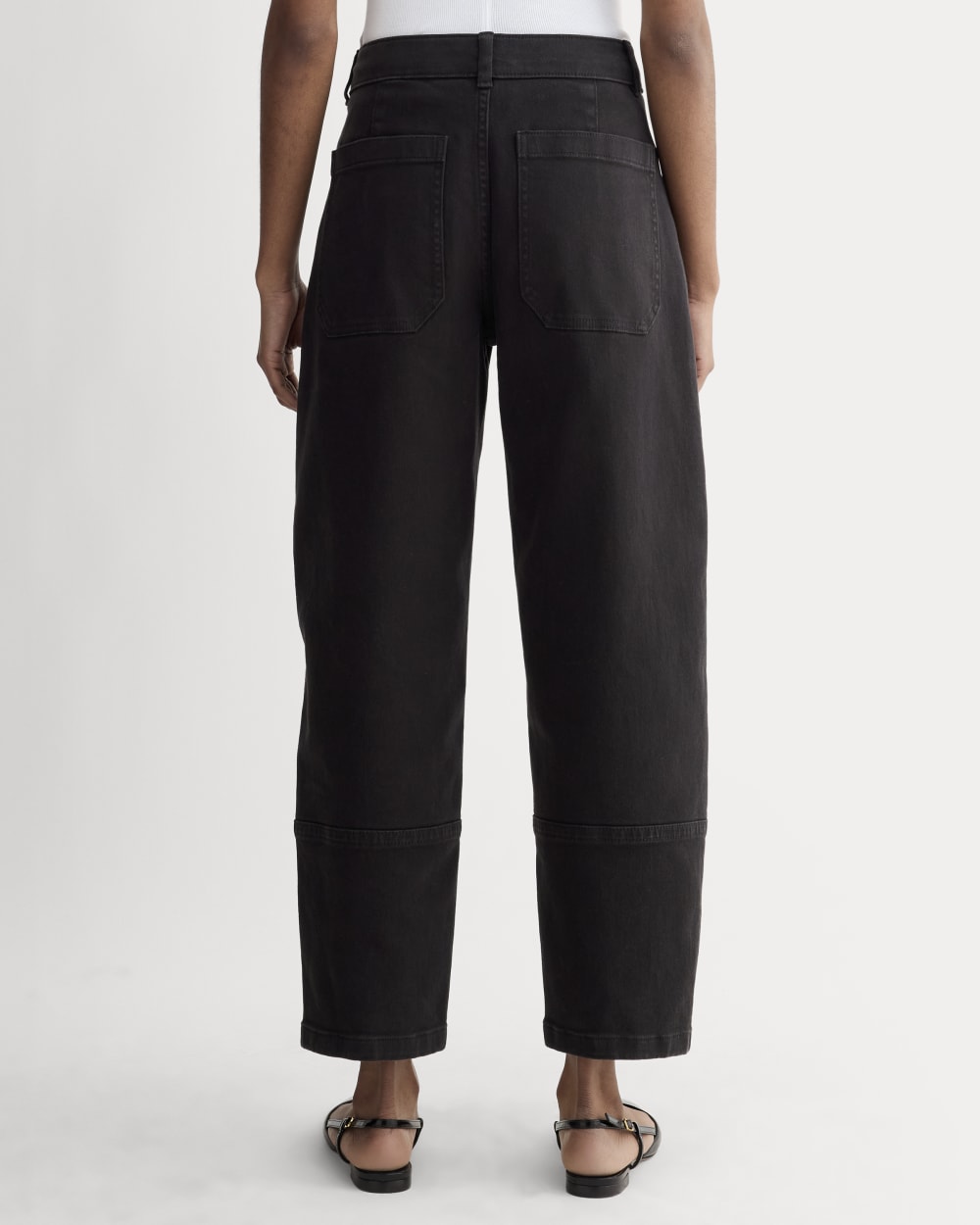The Utility Barrel Pant in Black — detail view
