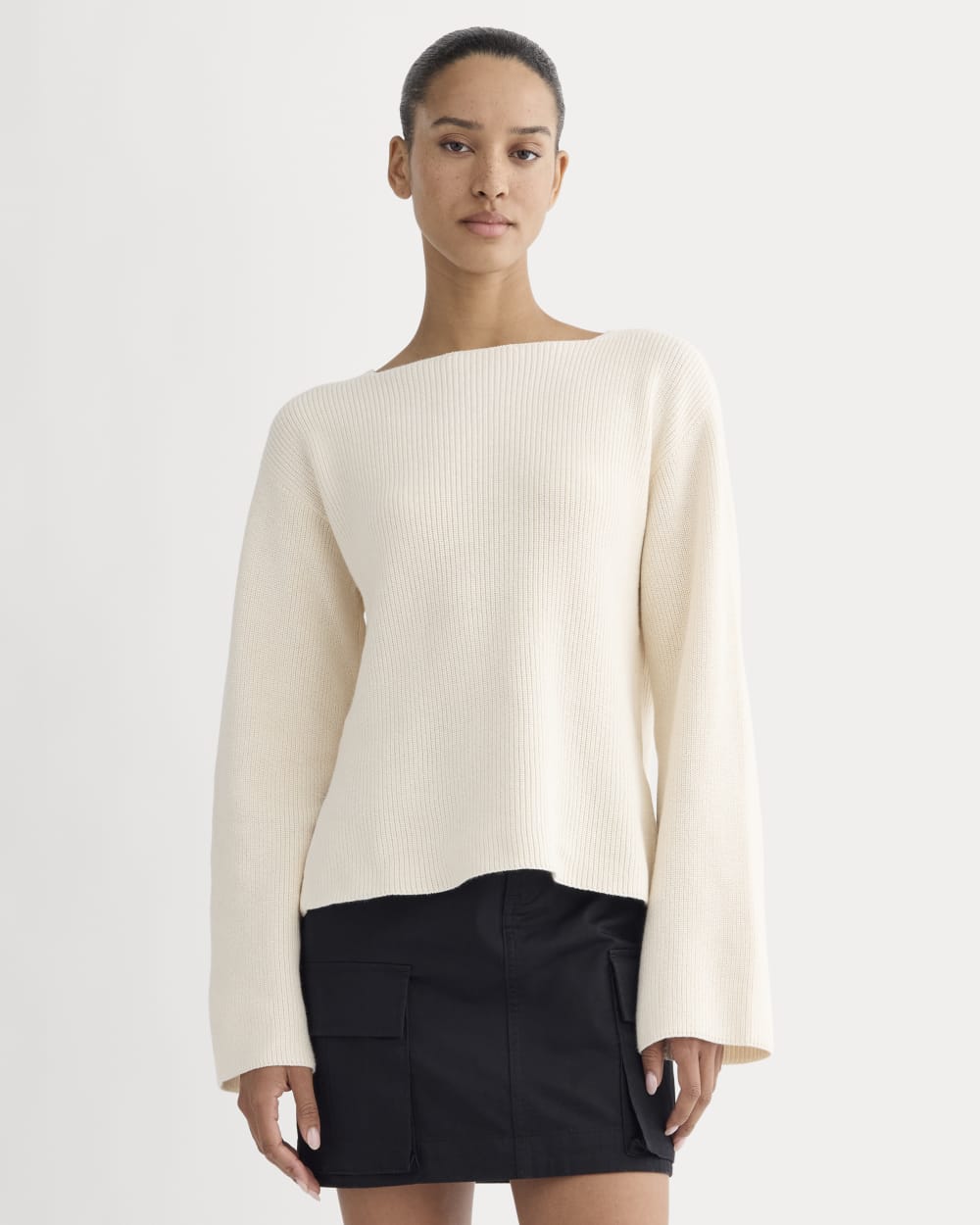 The Boatneck Top in Everyday Cotton in Canvas — front view