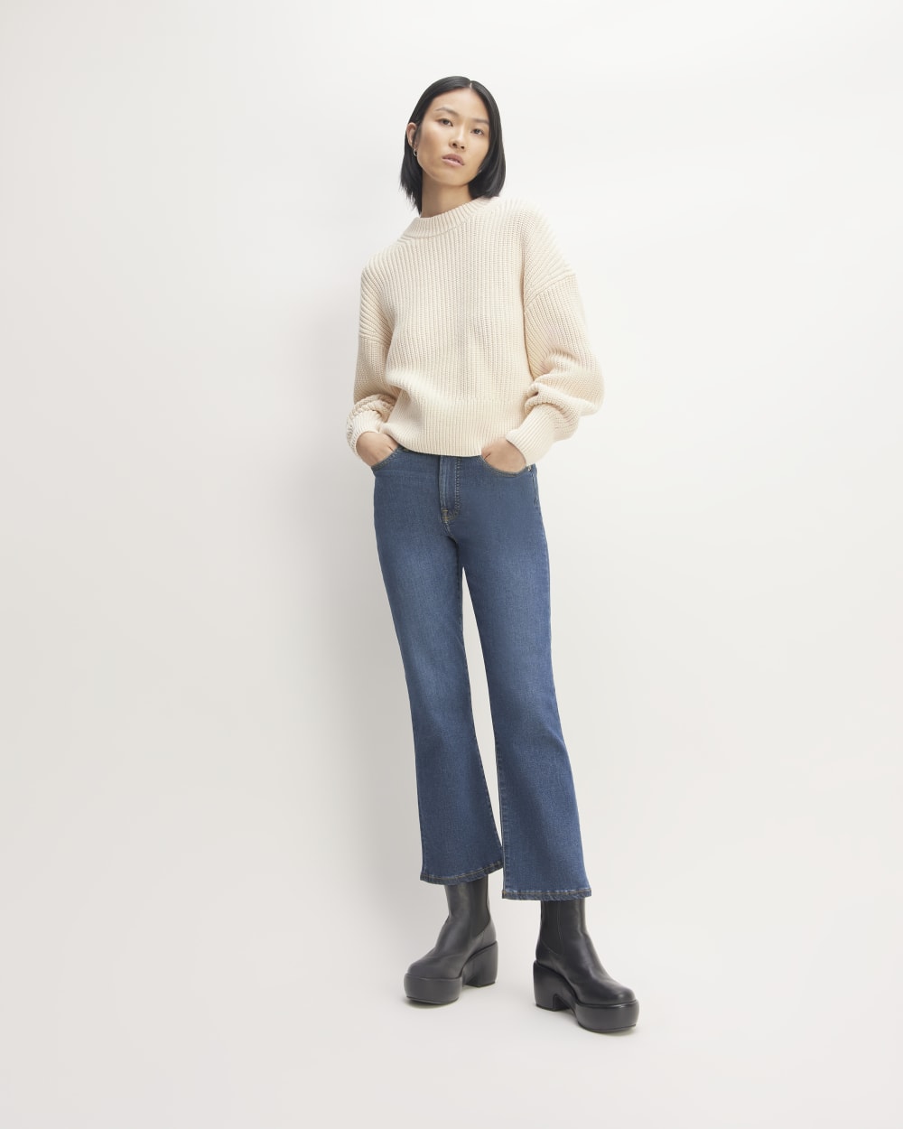 The Kick Bootcut Jean in Dark Indigo Blue — front view