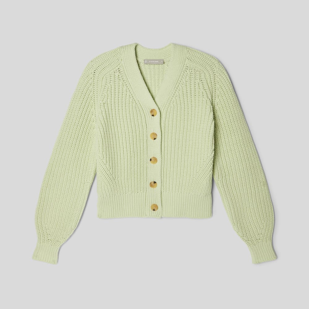 The Texture Cotton Cardigan in Seafoam Green — alternate view
