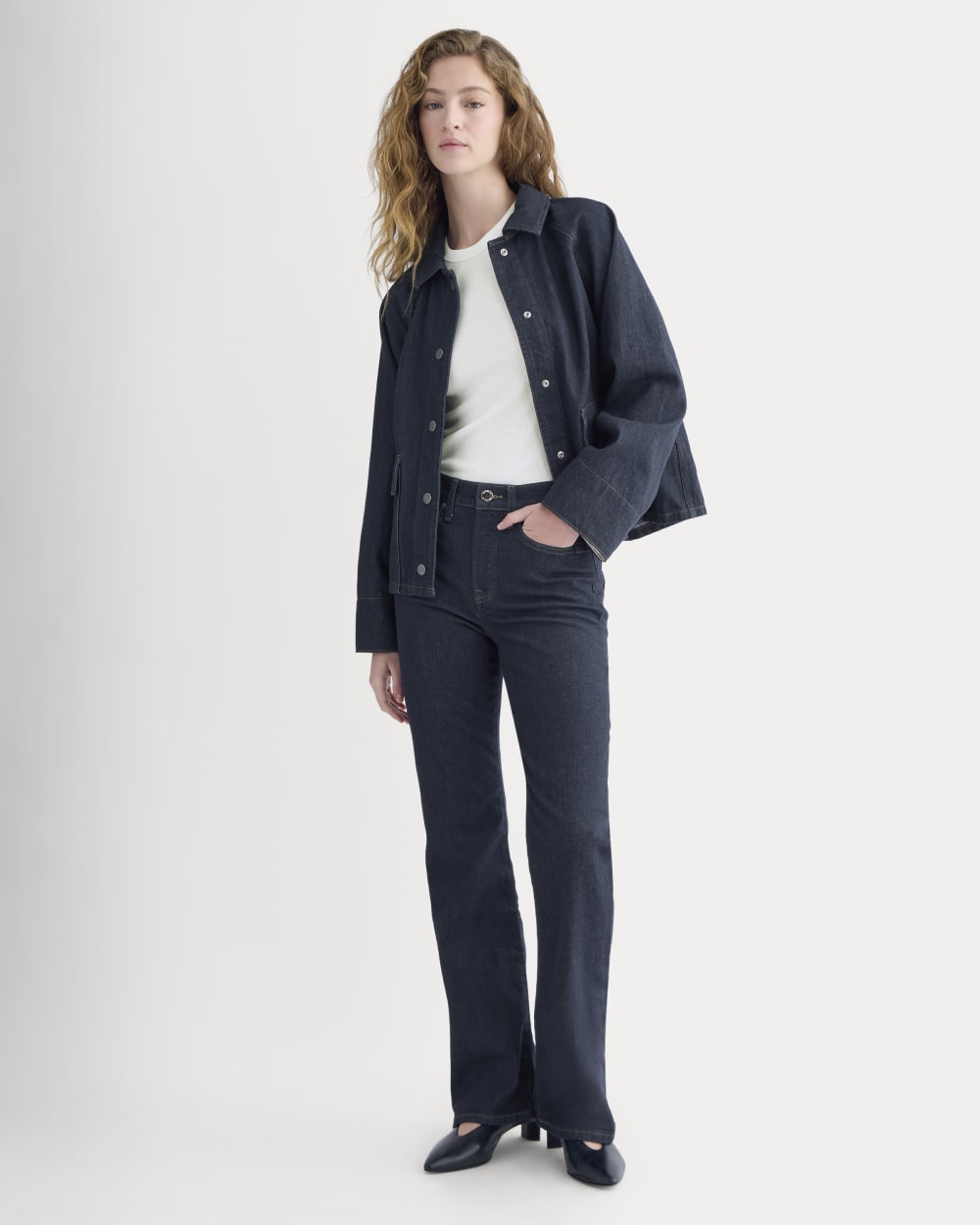 High-Rise Slim Bootcut Jean in Pure Blue — detail view