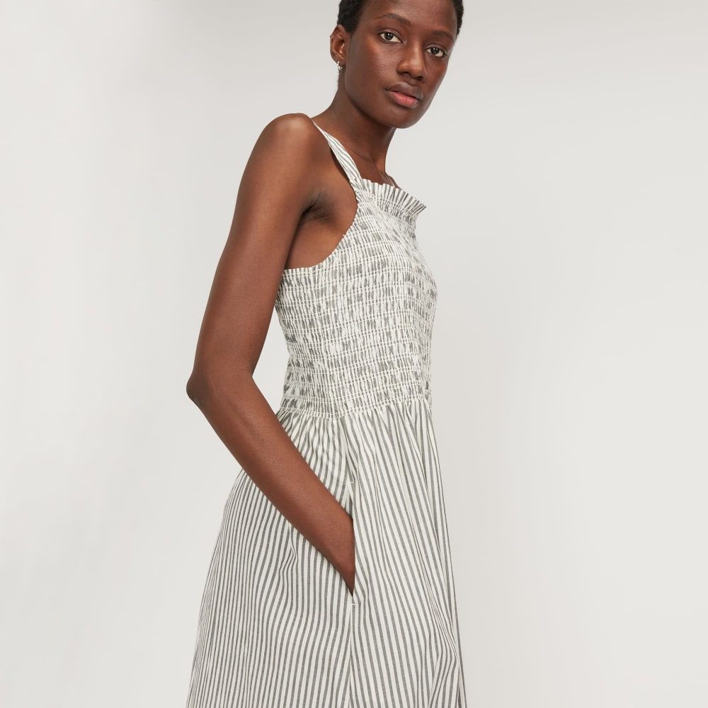 The Smock Dress in Black / Bone — detail view