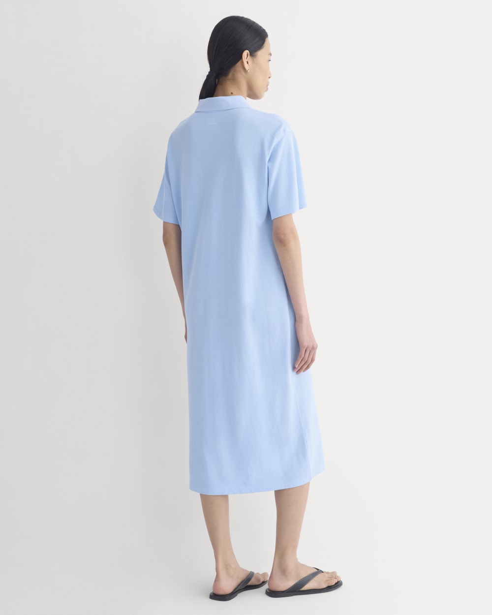 Pique Polo Short-Sleeve Dress in Open Air Blue — detail view