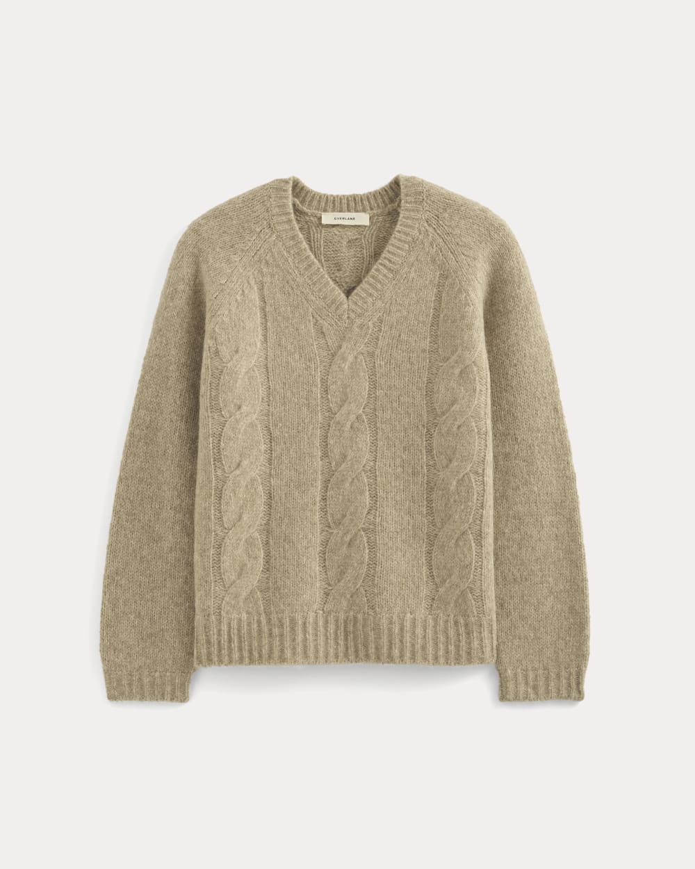 Cloud Cable V-Neck Sweater in Heathered Oatmeal — alternate view