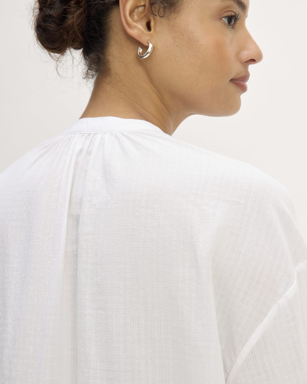 The Gauze Caftan Dress in White — detail view