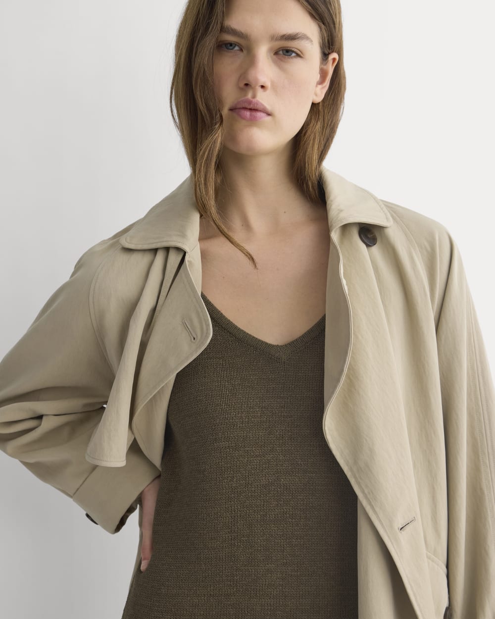 Sweater Racerback Midi Dress in Beech — detail view