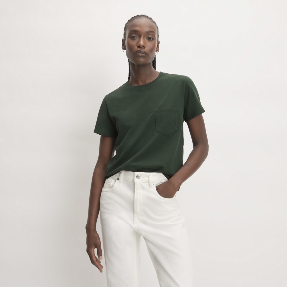 The Box-Cut Tee in Essential Cotton in Scarab — front view