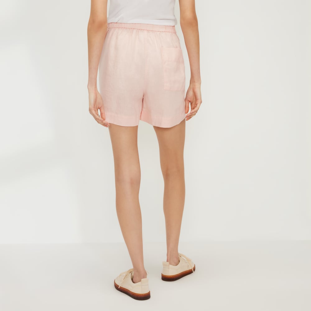 The Linen Boxer Short in Petal Pink — detail view