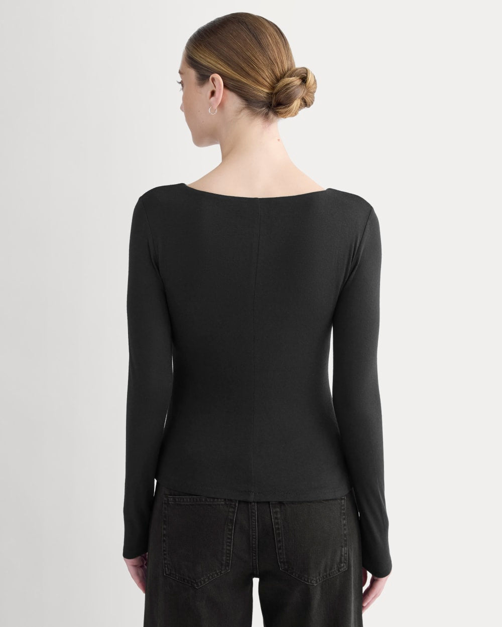 Button-Up Top in Butterluxe in Black — detail view