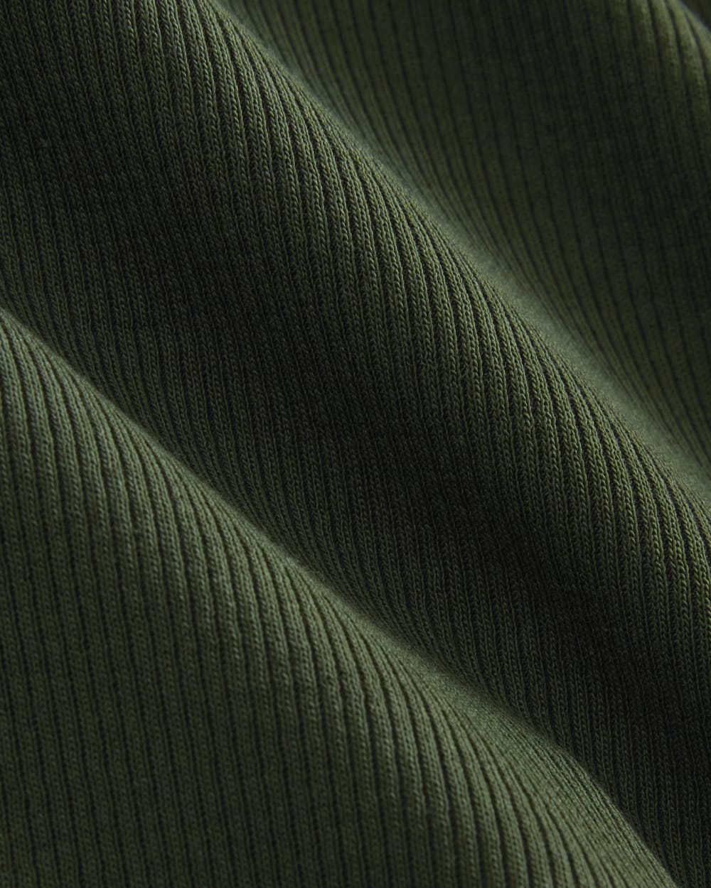 The Luxe Rib Henley in Dark Forest — detail view