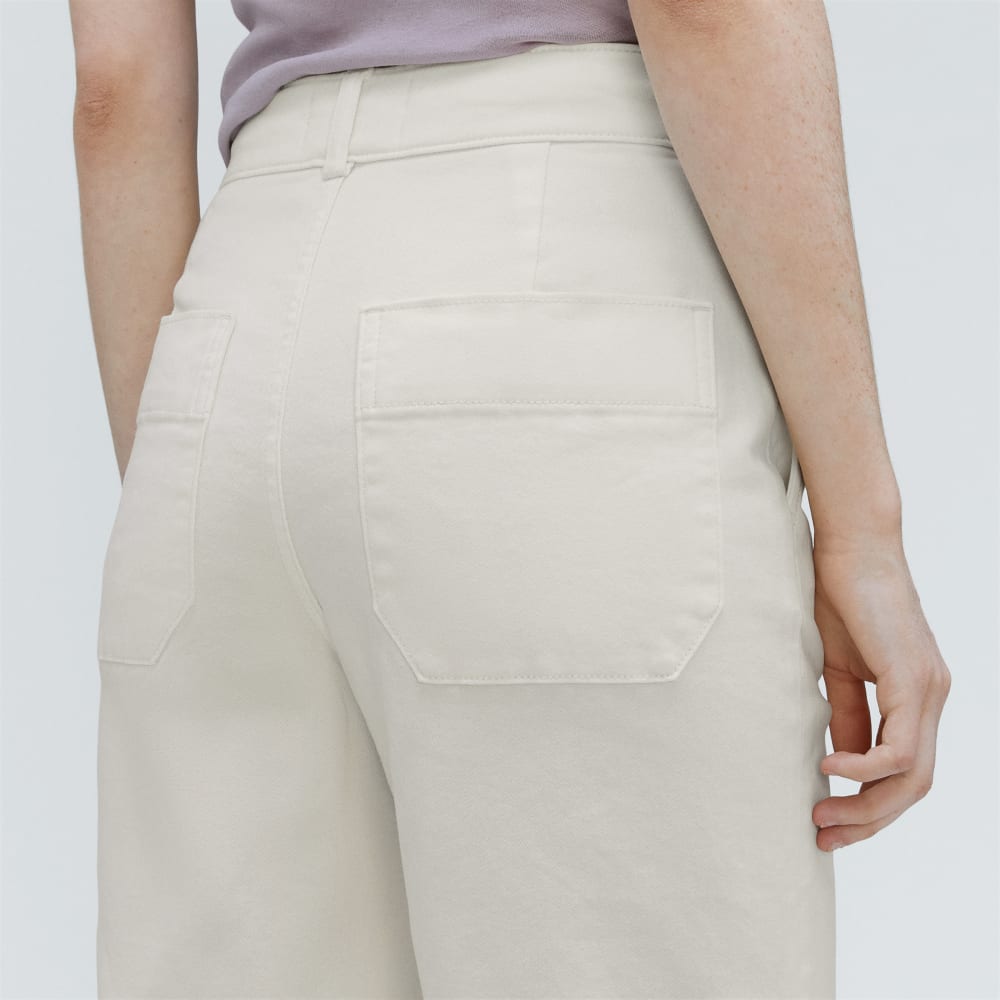 The Organic Wide-Leg Pant in Bone — detail view