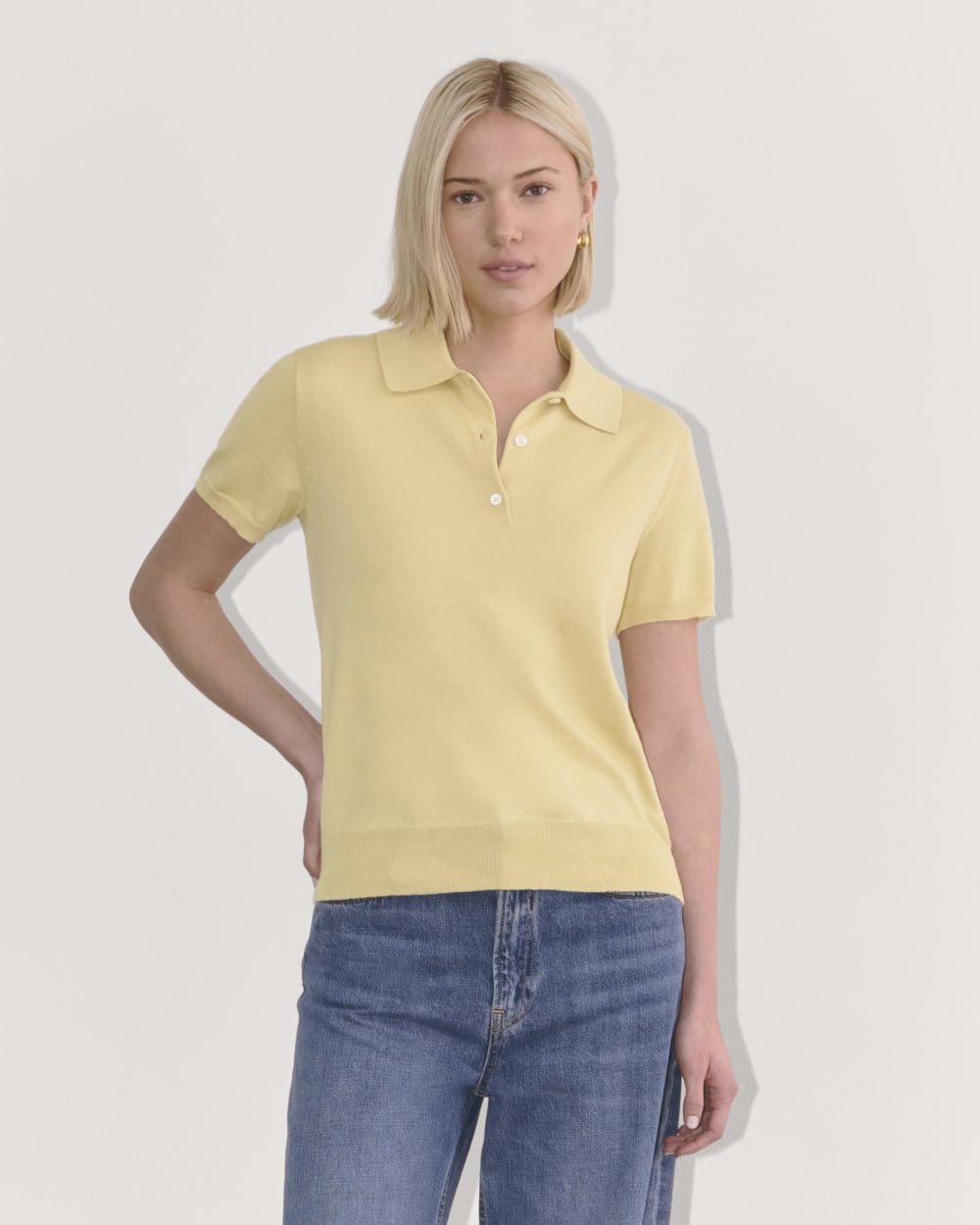 The Polo in Cotton Cashmere in Parsnip — front view