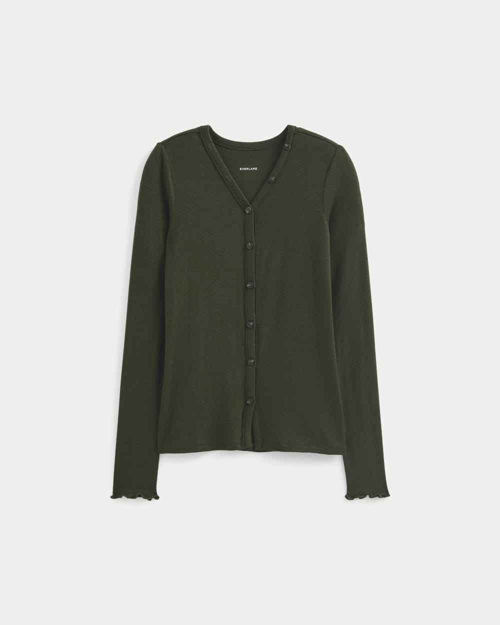 Sheer V-Neck Cardigan in Butterluxe in Dark Green — alternate view