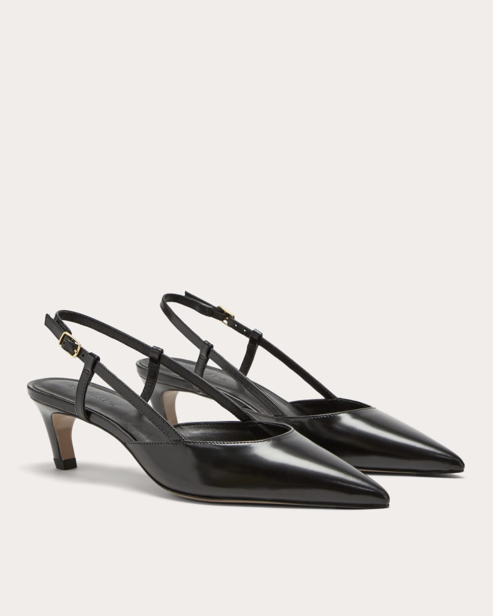 The Studio Slingback Heel in Black — detail view