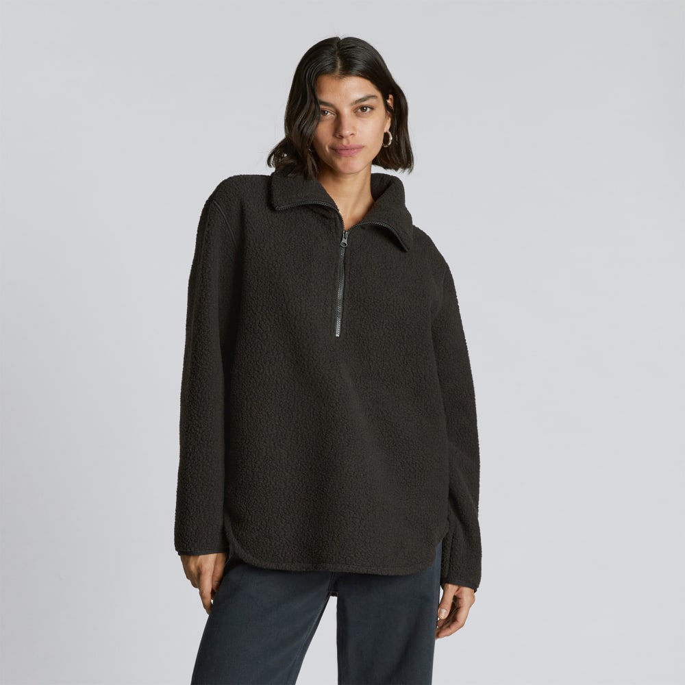 The ReNew Fleece Half-Zip in Black — front view