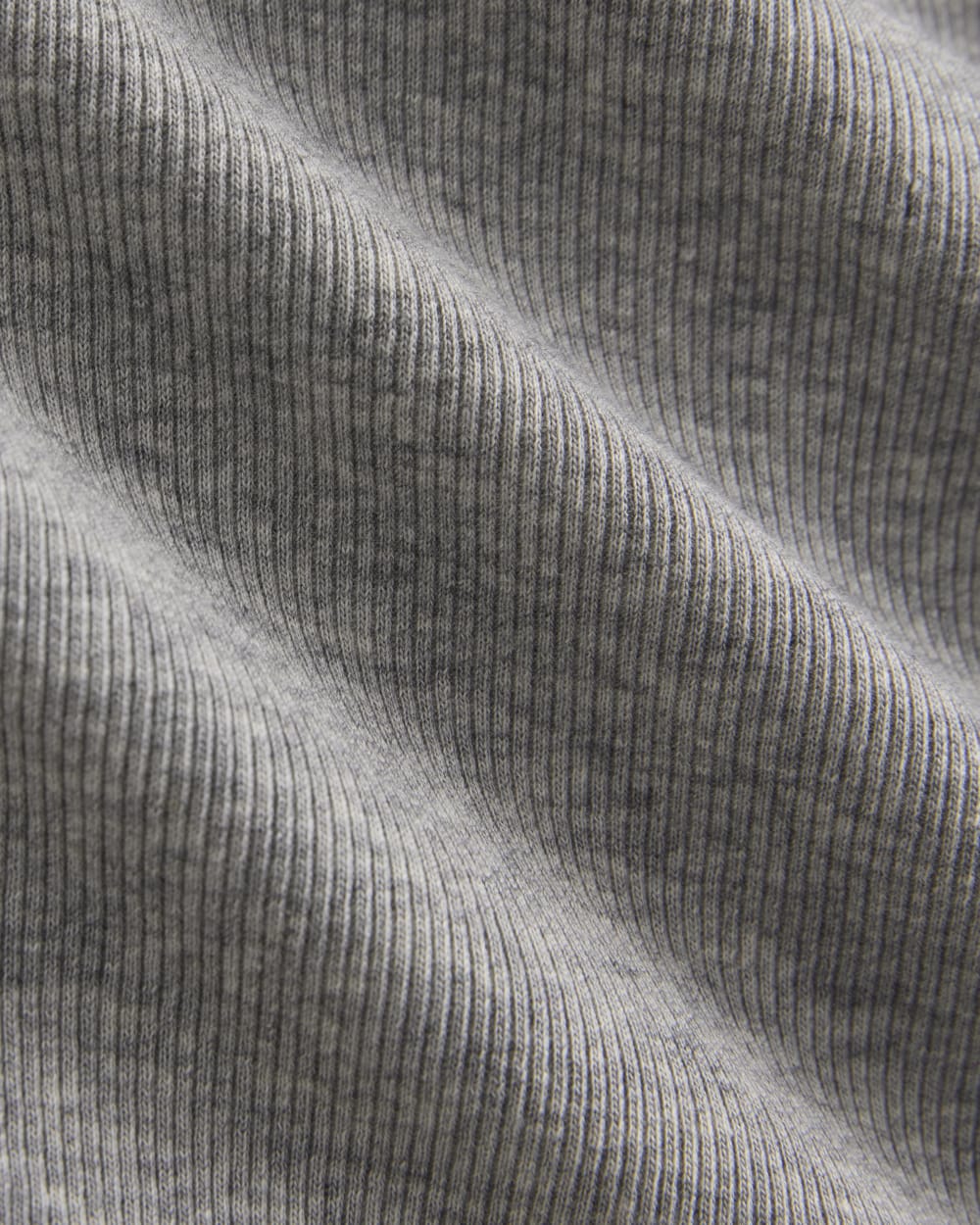 Luxe Rib V-Neck Henley in Heathered Light Grey — detail view