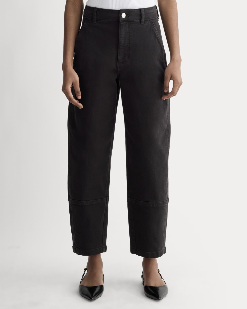 The Utility Barrel Pant in Black — detail view