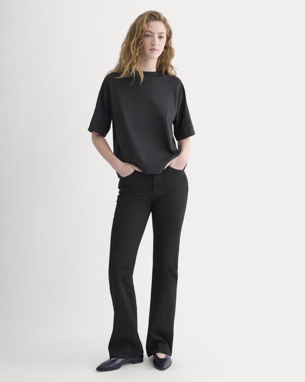 Oversized Seamed Tee in Black — detail view