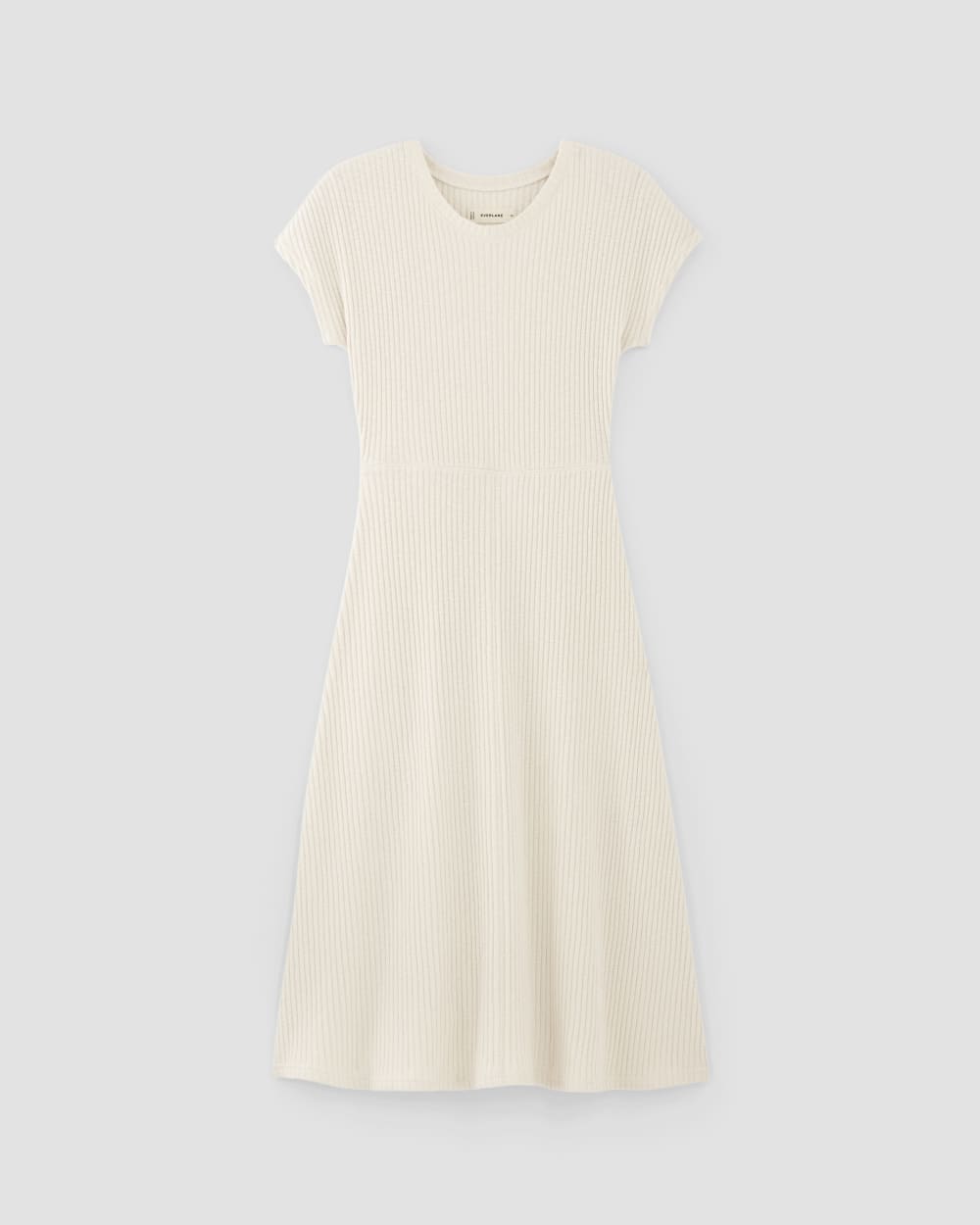 The Rib-Knit Cap-Sleeve Midi Dress in Bone — alternate view