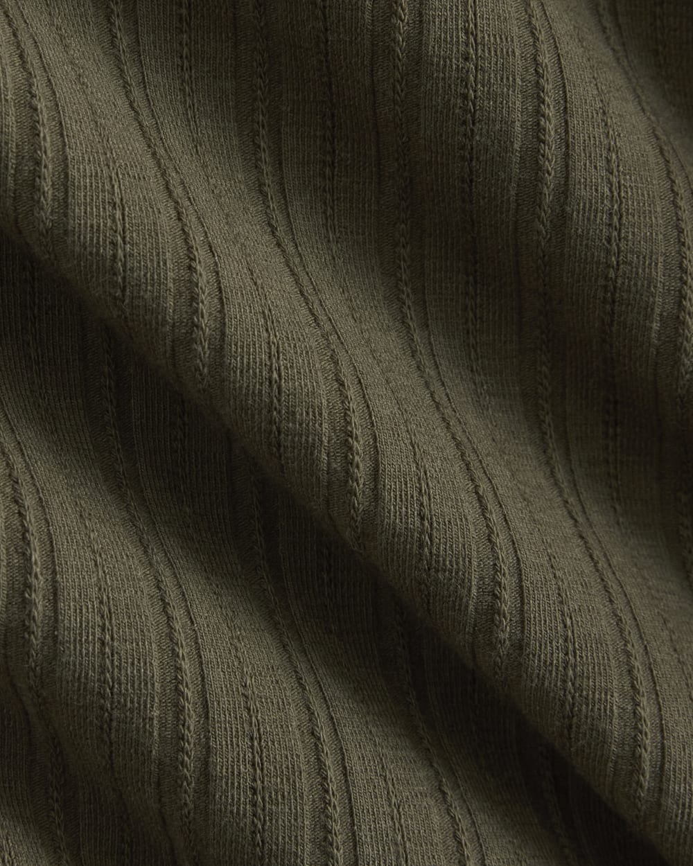 Cropped Crew in Pointelle in Olive Night — detail view