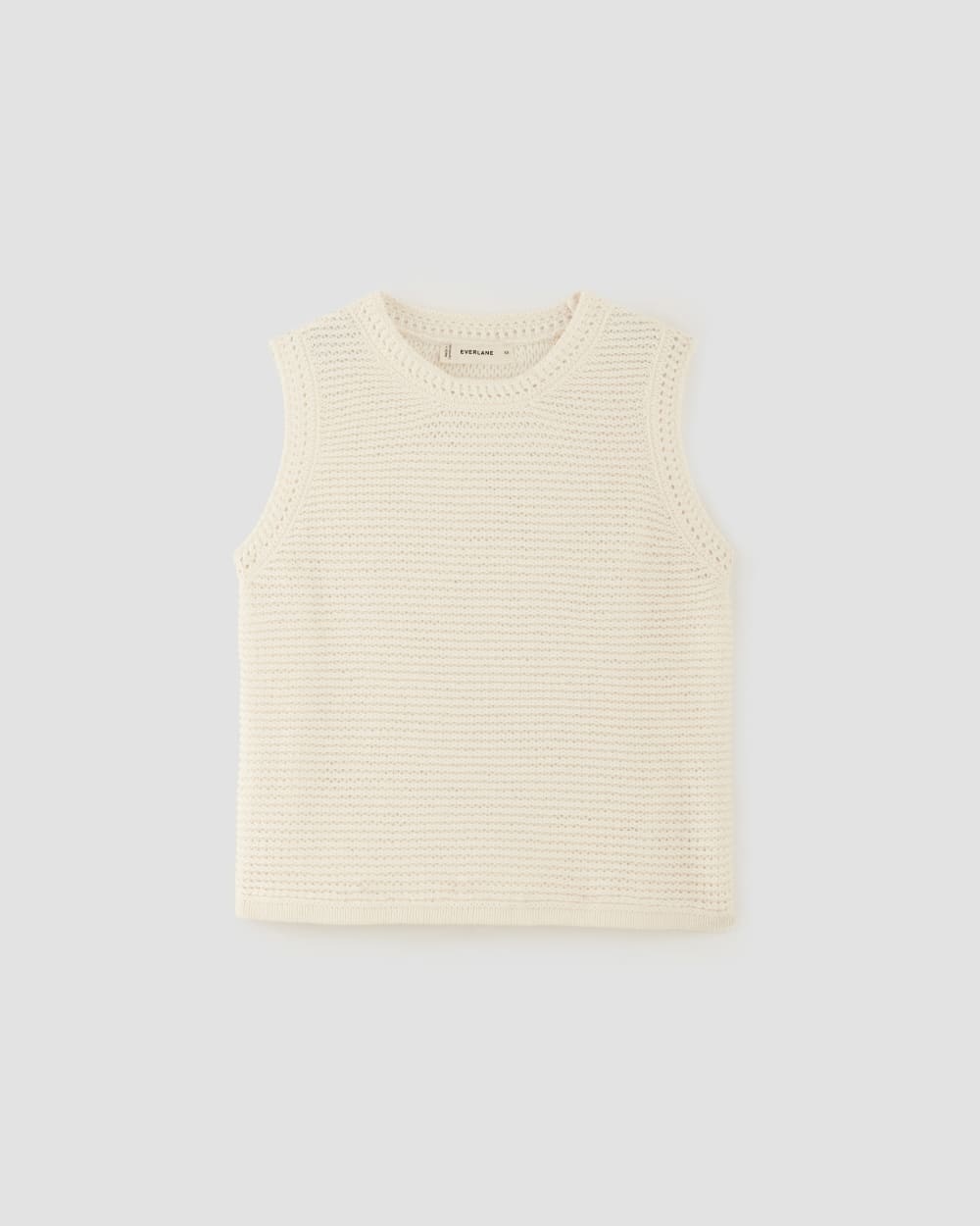 The Organic Cotton Open-Stitch Tank in Bone — alternate view