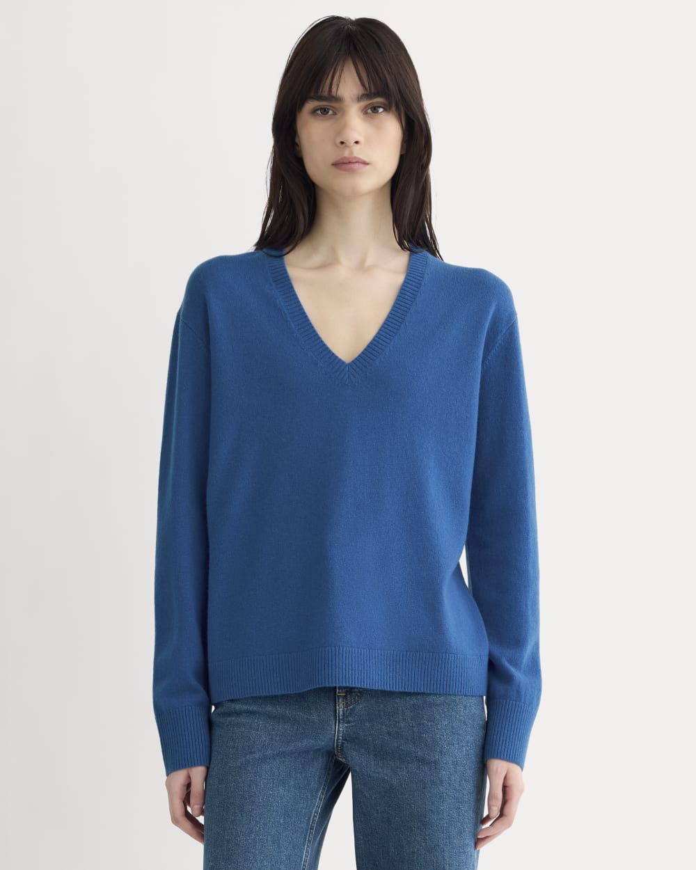 The Classic V in Cashmere in Classic Blue — detail view
