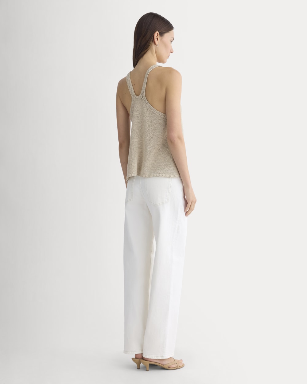 Racerback V-Neck Sweater in Peyote — detail view