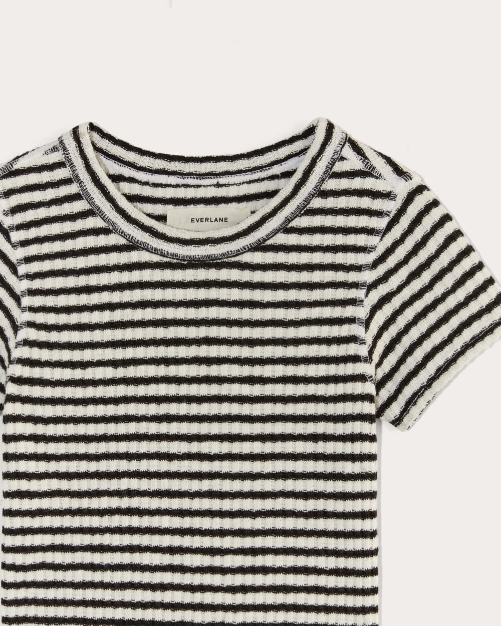 The Cozy Rib Tee in Black / Bone — detail view