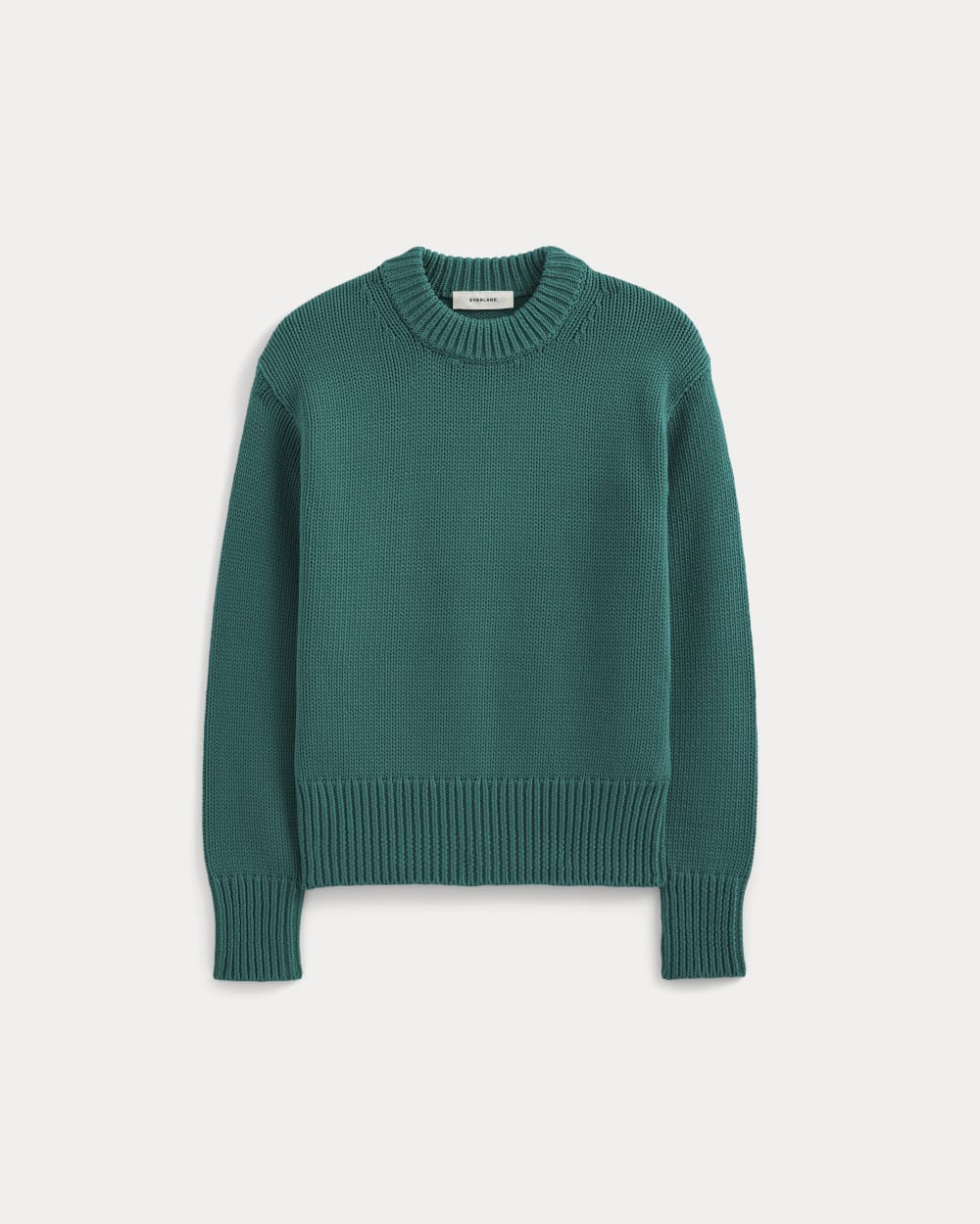 Oversized Cocoon Crew in Elevated Cotton in Everglade — front view